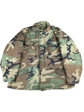 USGI 1970’s M-65 Cold Weather Jacket W/ Quilted Insert Woodland Camo Men's XL